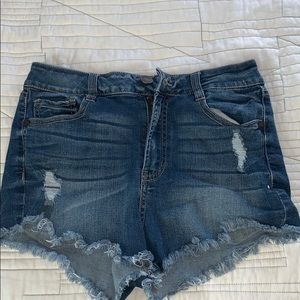 High waisted jean shorts